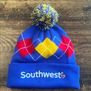 Southwest Argyle Pom-Pom Beanie